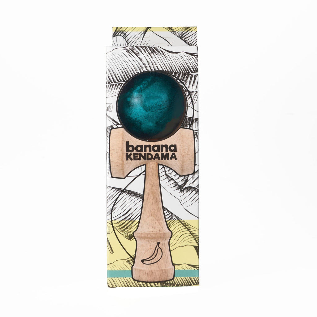 🌊 Kendama Banana – Model Clasic cu Bilă Albastru Ocean (Ocean Blue Edition)