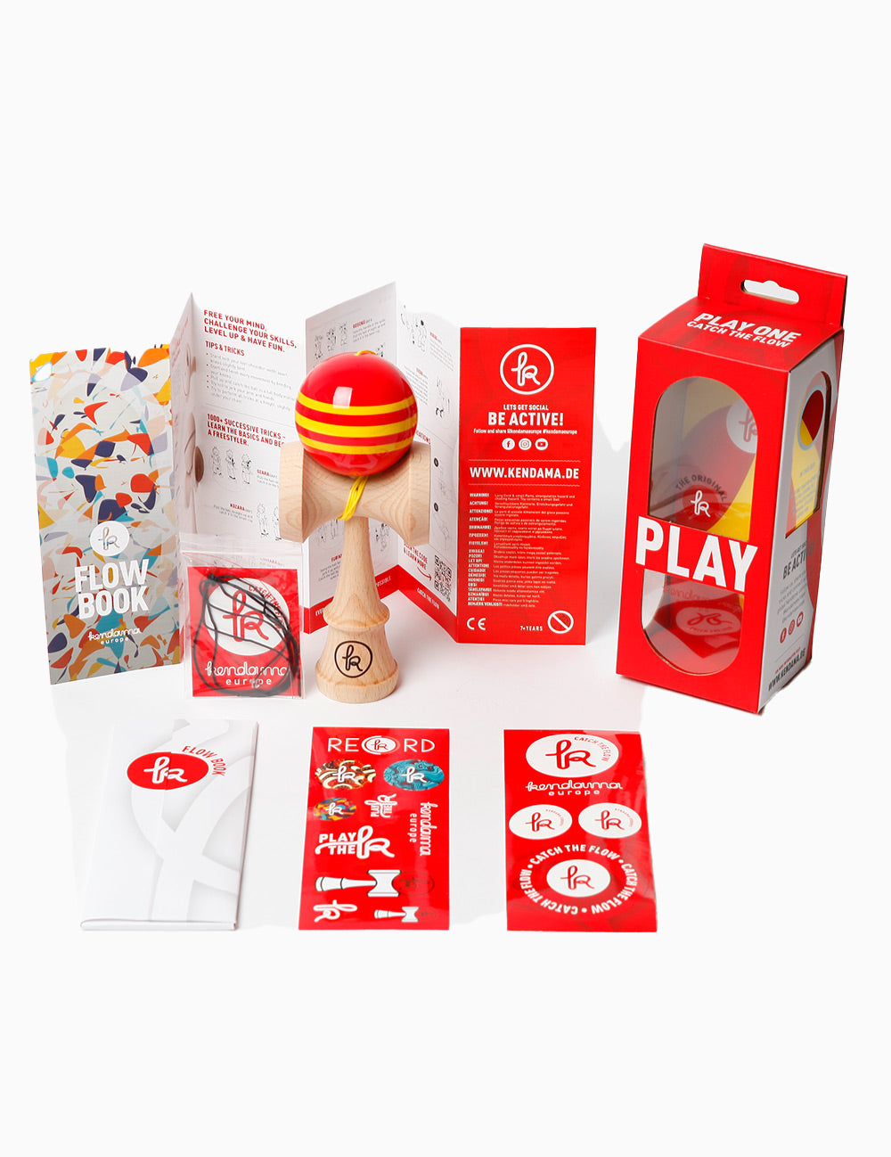 🏆 Kendama Clasică cu Bilă Roșie cu Dungi Galbene – Stil și Performanță 🏆