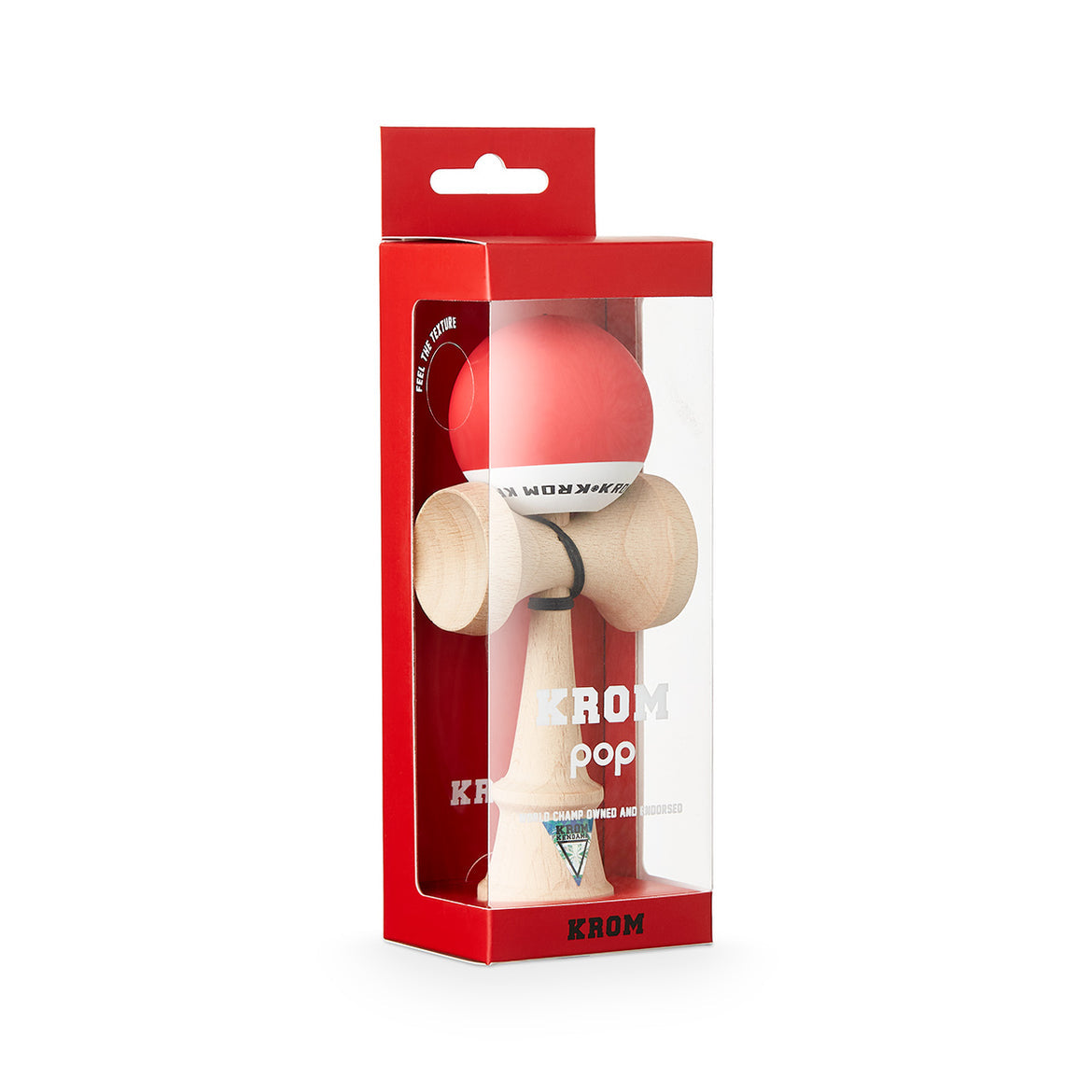 Kendama KROM POP RUBBER RED – Originală, din lemn de calitate