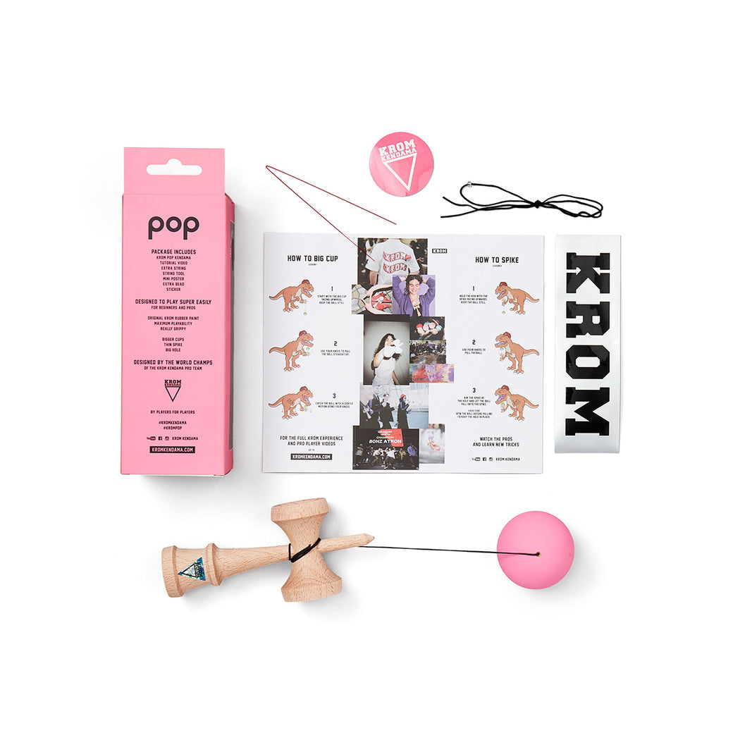 Kendama KROM POP RUBBER PINK – Originală, din lemn de calitate