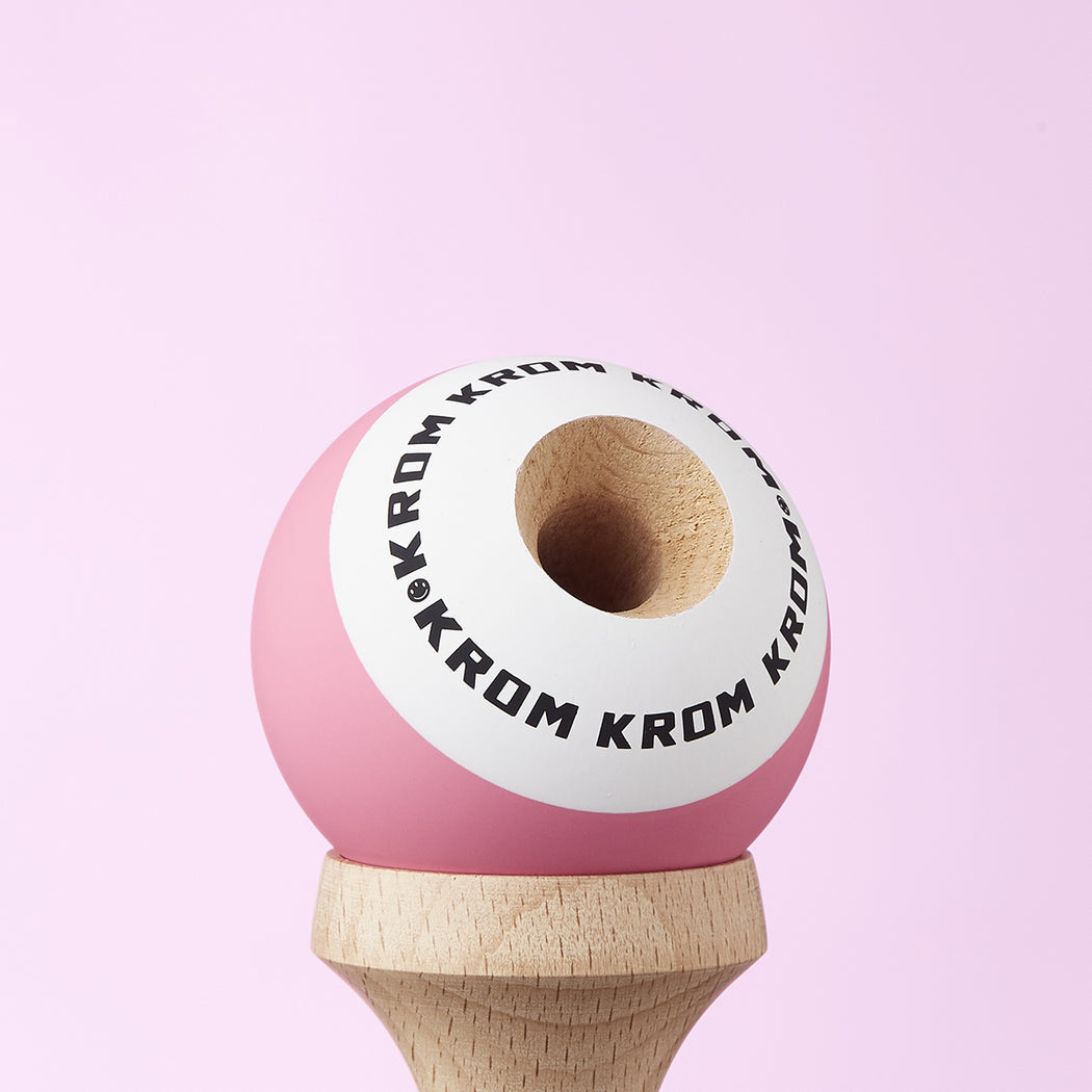 Kendama KROM POP RUBBER PINK – Originală, din lemn de calitate