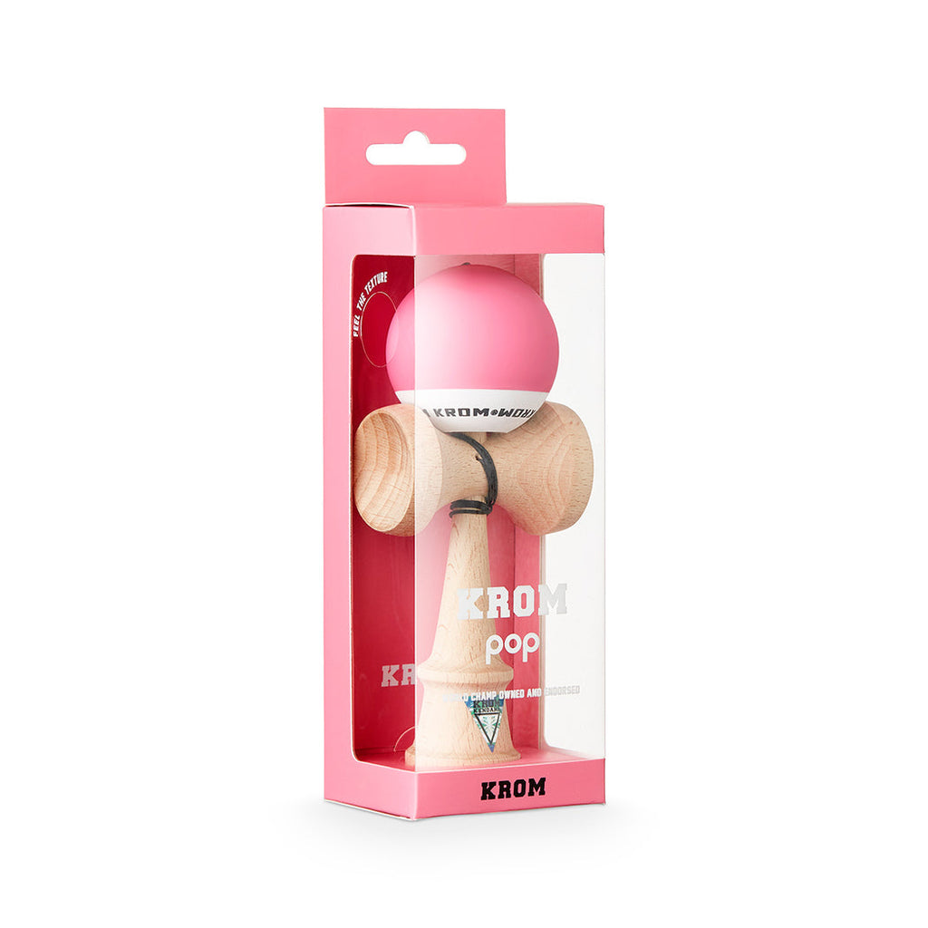 Kendama KROM POP RUBBER PINK – Originală, din lemn de calitate