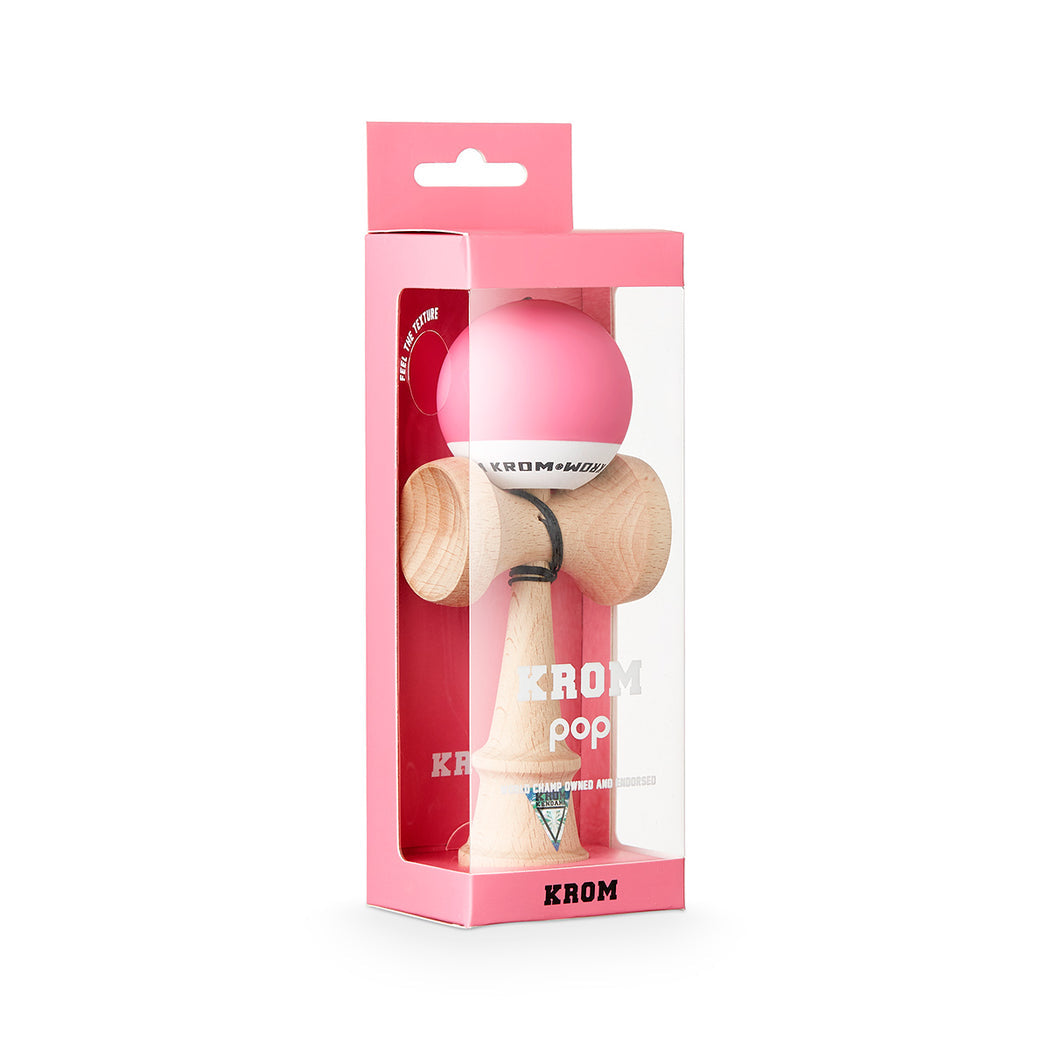 Kendama KROM POP RUBBER PINK – Originală, din lemn de calitate