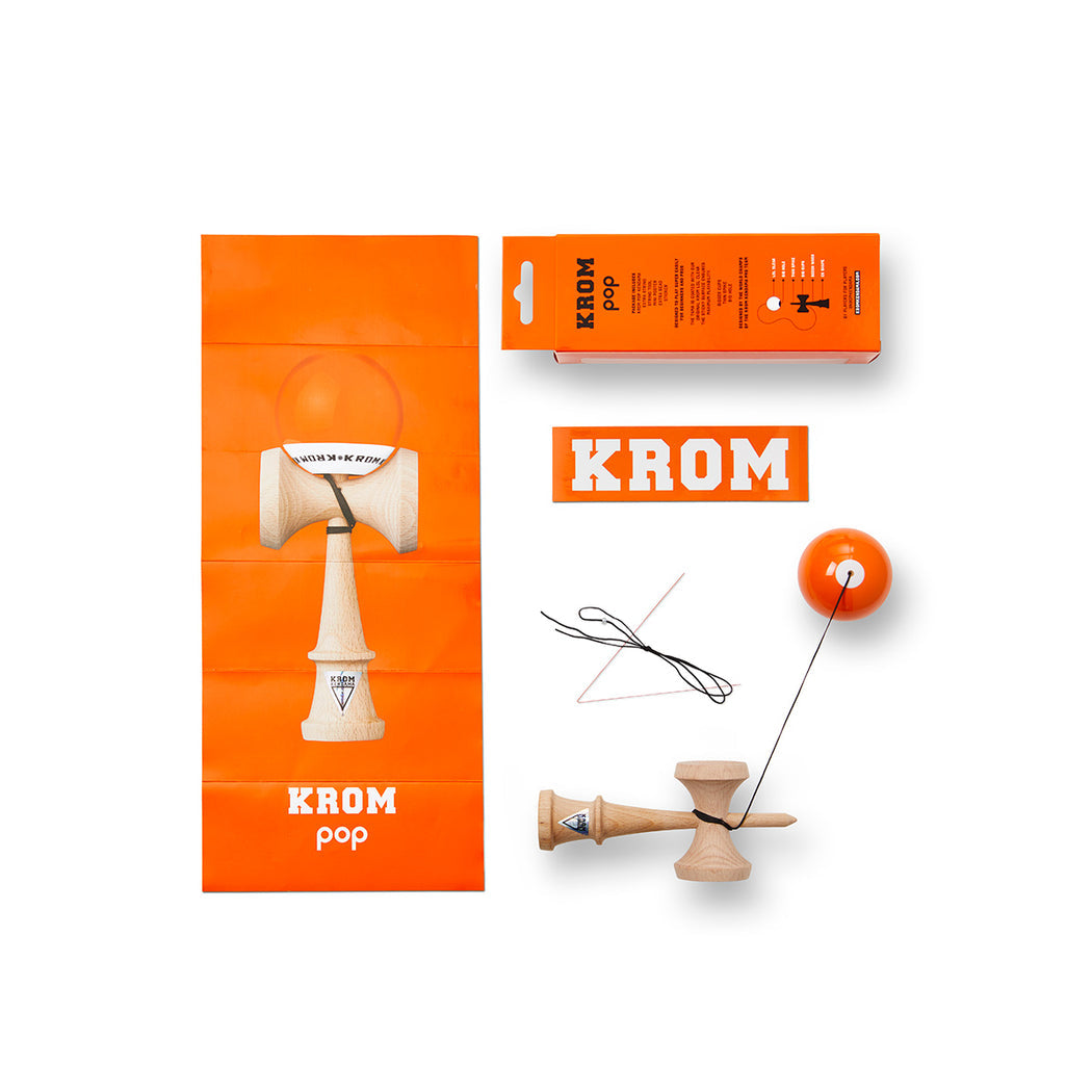 Kendama KROM POP LOL ORANGE – Originală, din lemn de calitate